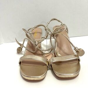 ARULA Metallic Gold Strappy Heels